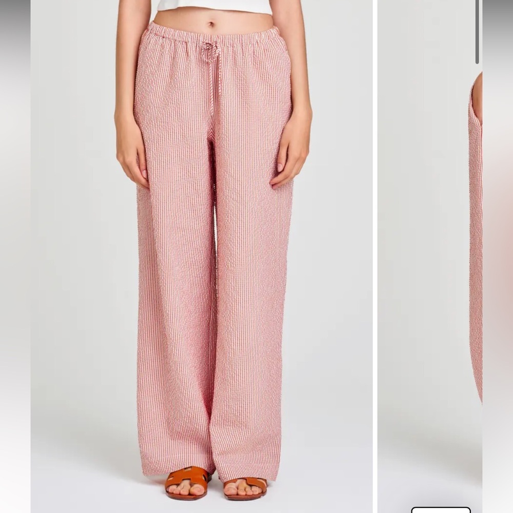 Wayf seersucker wide leg drawstring pants